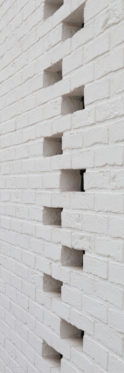 Lícová cihla ražená WDF.Kastanjebruin, přetřená na bílo